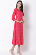 Pink Viscose A-Line Dress image number 2