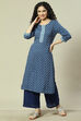 Indigo LIVA Woven Straight Kurta Suit Set image number 0