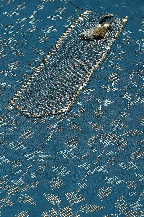 Teal Blue Viscose Straight Kurta image number 1