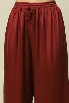 Gold Crepe Georgette Straight Printed Kurta Palazzo Suit Set image number 2