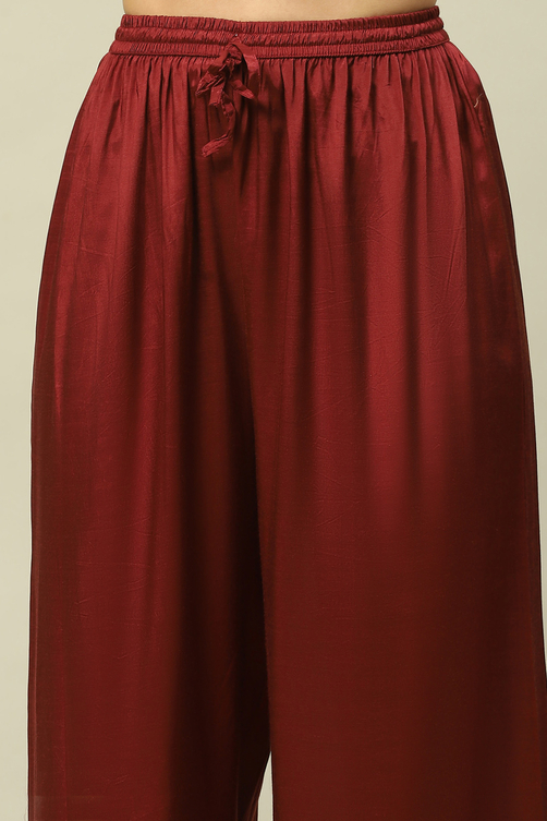 Gold Crepe Georgette Straight Printed Kurta Palazzo Suit Set image number 2