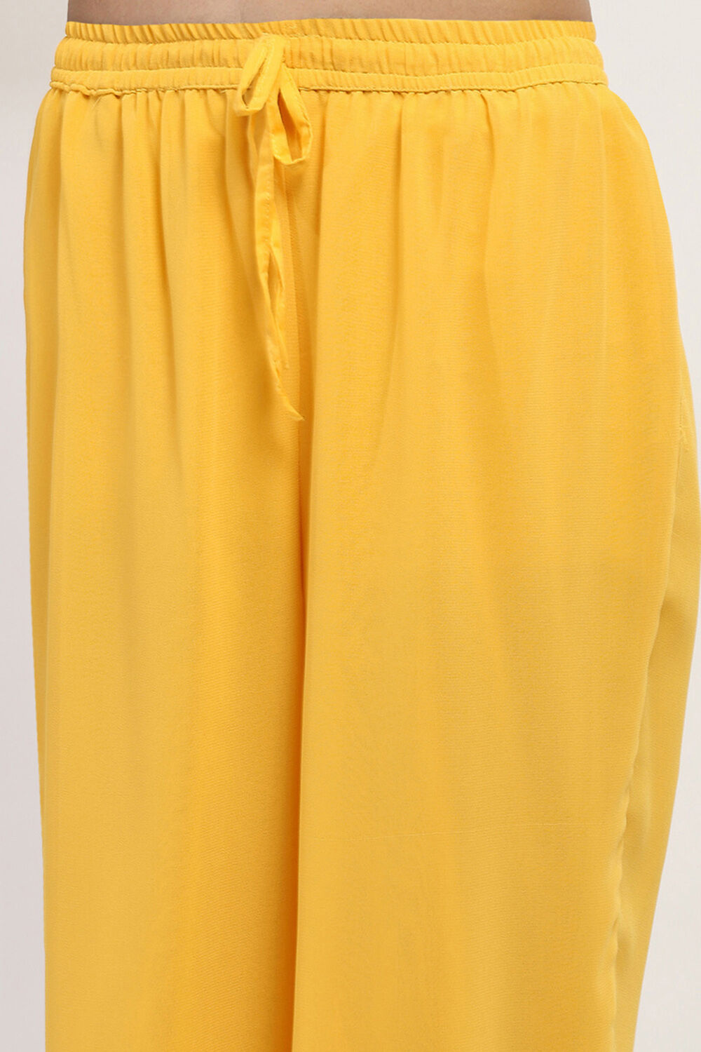 Mustard Yellow Solid Straight Palazzos image number 1