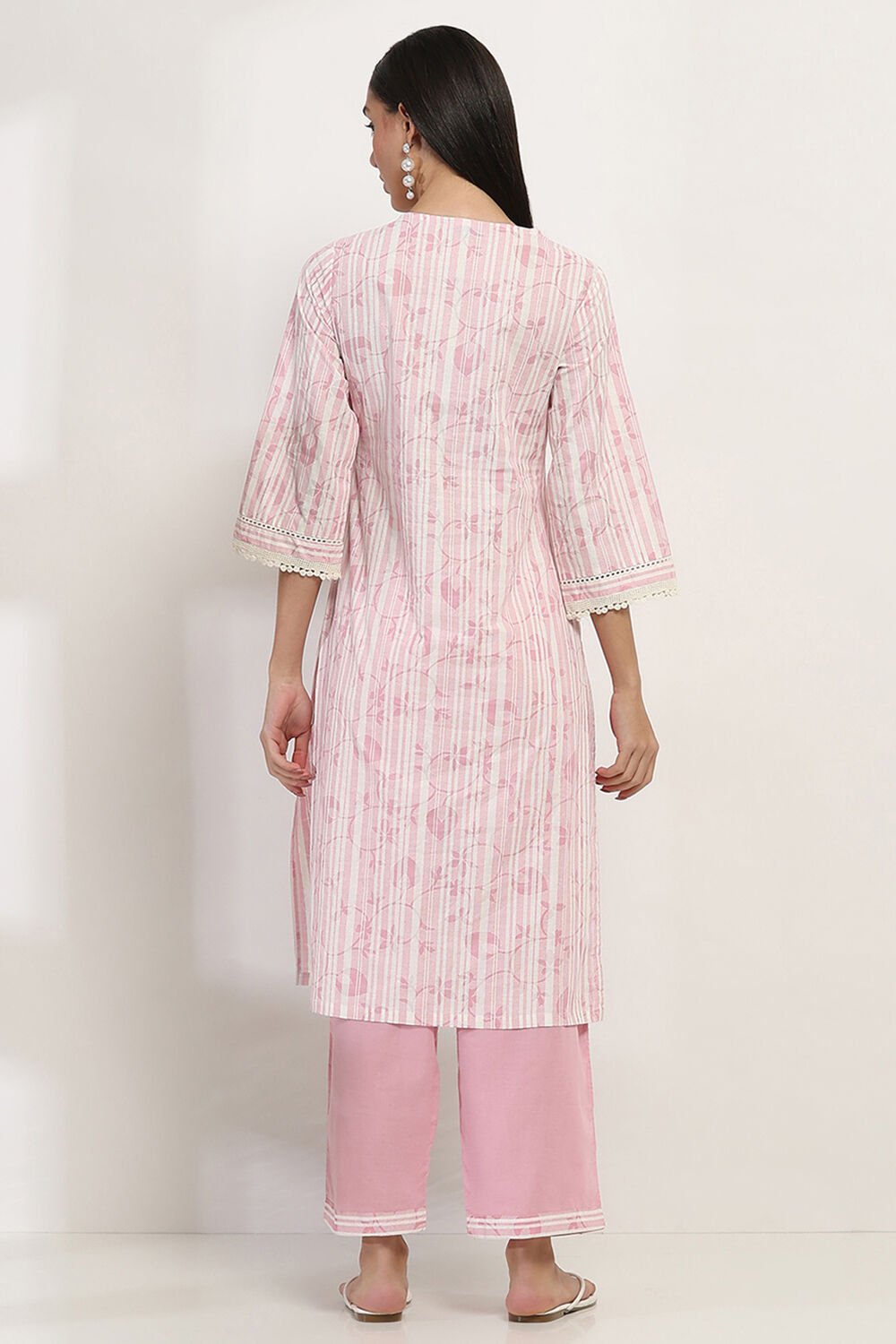 Blue Cotton Printed Straight Suit Set image number 4