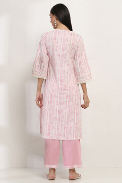 Pink Cotton Straight Set image number 4