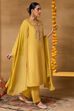 Yellow Viscose Blend Straight Solid Suit Set image number 6