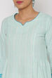 Turquoise Cotton Straight Kurta image number 1