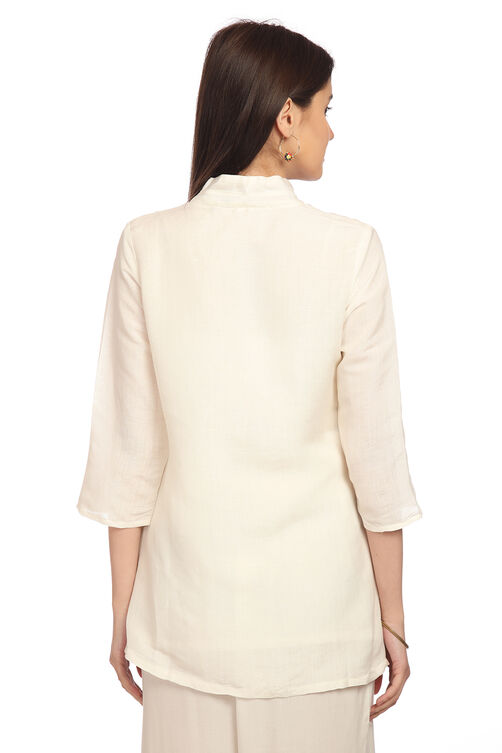 Ecru Flared Cotton Indie Top image number 4