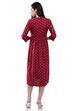 Maroon Flared Viscose Dress image number 4