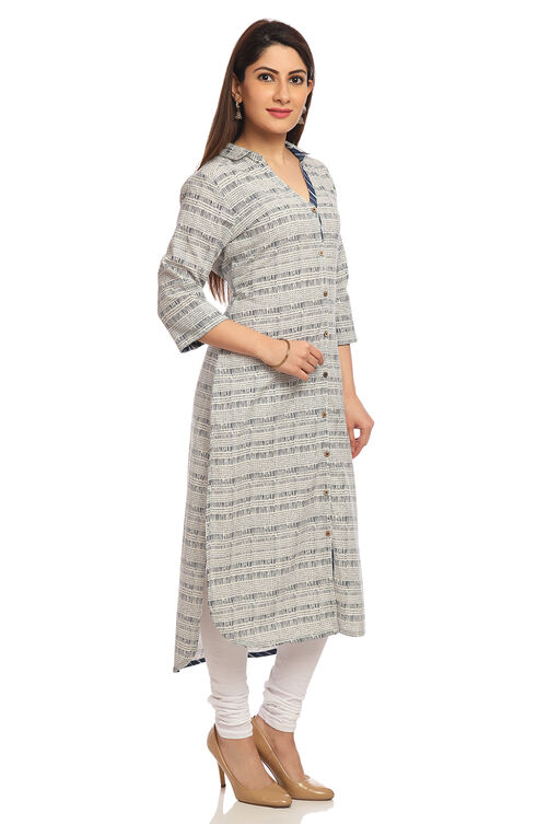 Ecru Straight Cotton Kurta image number 2