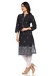 Black Straight Cambric Cotton Kurta image number 2