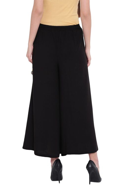 Black Viscose Fusion Culottes image number 4