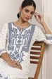 White Viscose Rayon Straight Kurta Pants Set image number 8