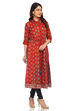 Rust A Line Viscose Dress image number 2