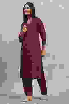 Purple Viscose Rayon Printed A-Line Co-ord Set image number 3