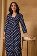 Indigo Viscose Blend Straight Printed Kurta Pants Set image number 8
