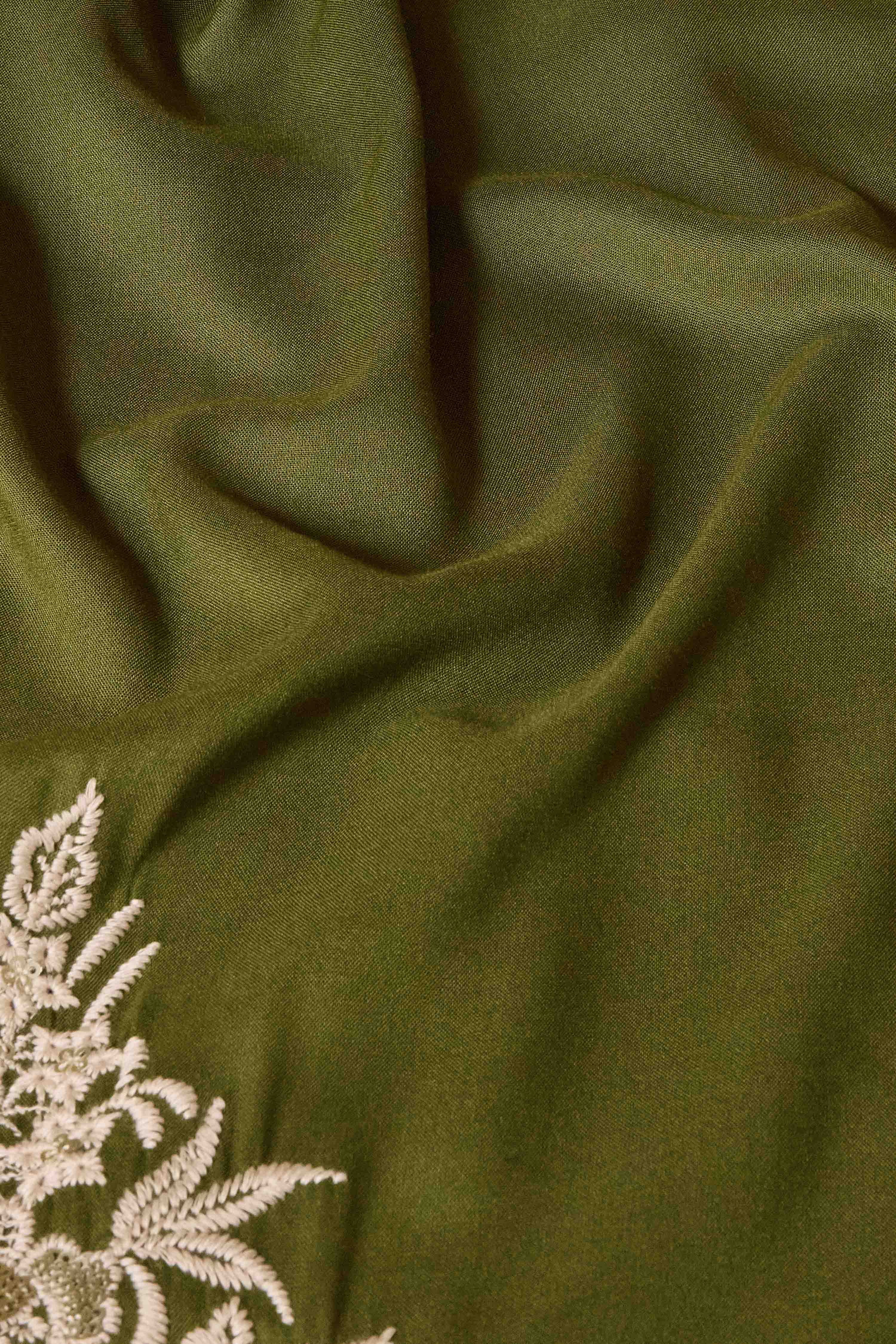 Olive Viscose Rayon Straight Printed Kurta image number 2
