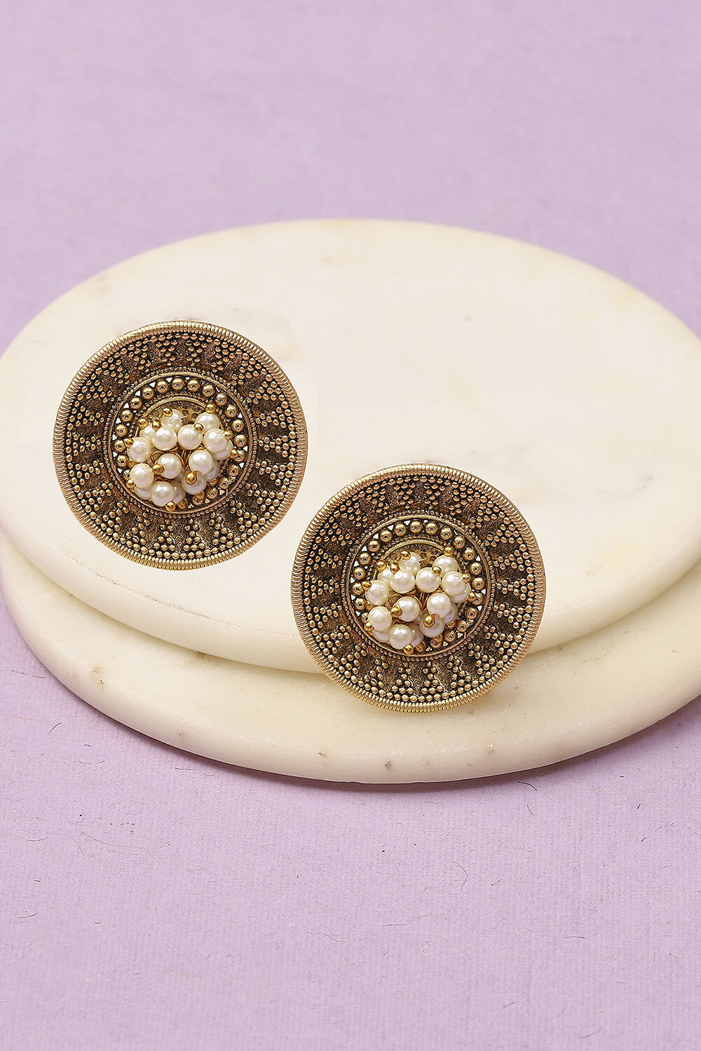 Gold Oxidised Alloy Earrings image number 0