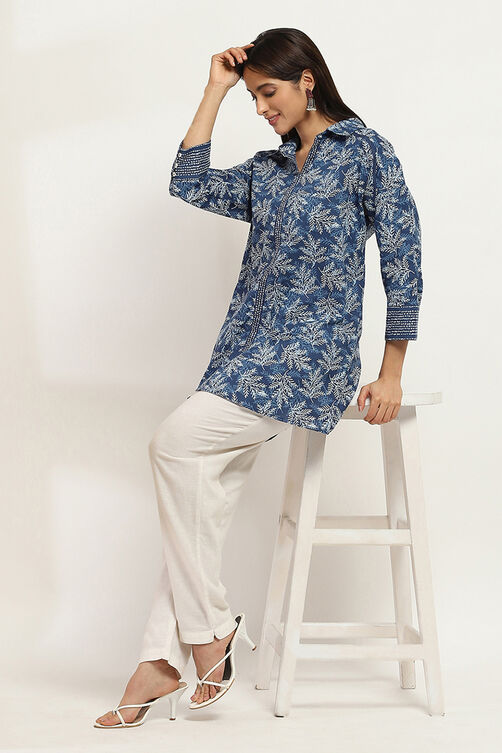 Indigo Cotton Straight Kurti image number 0