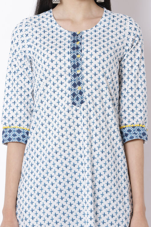 White Cotton Straight Kurta image number 1