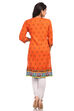 Blue & Orange Straight Cotton Kurta image number 1