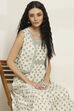 Off-White Cotton Printed Tiered Dress image number 7