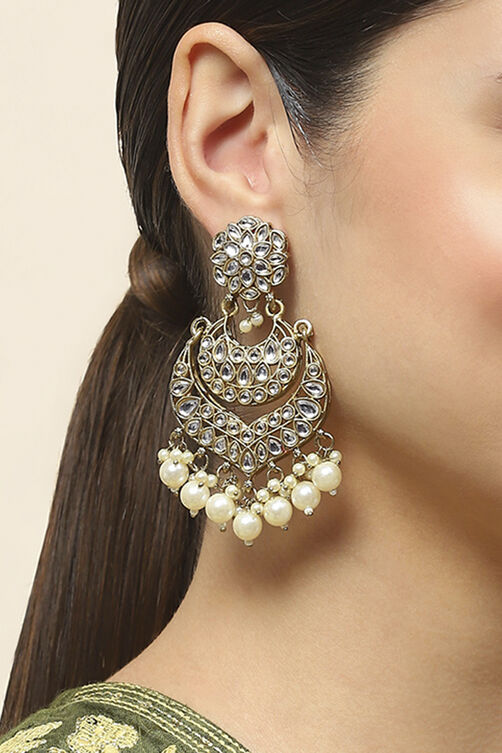 White Oxidised Alloy Earrings image number 1