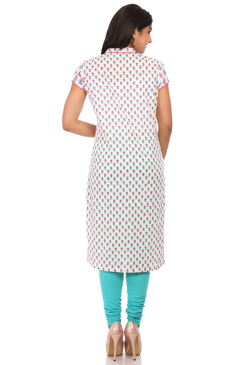 White Cotton Straight Kurta image number 1