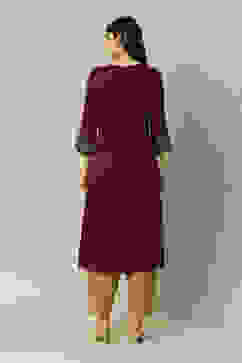 Maroon Poly Viscose Straight Printed Kurta image number 4