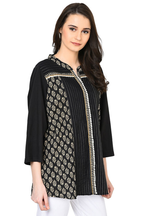 Black Straight Cotton Indie Top image number 3