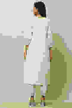 Off-white Printed Straight Kurta image number 3