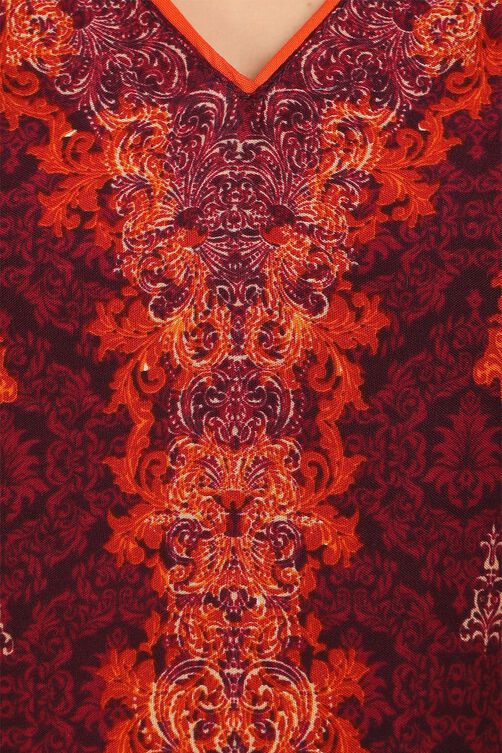 Wine Straight Cotton Kurta image number 4