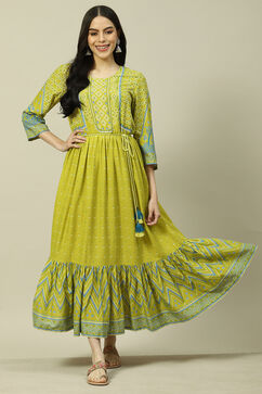 Lime Green LIVA Tiered Dress image number 0
