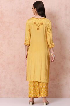 Yellow LIVA Straight Suit Set image number 4