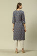 Pink LIVA Straight Printed Kurta image number 4