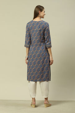 Green LIVA Straight Printed Kurta image number 4