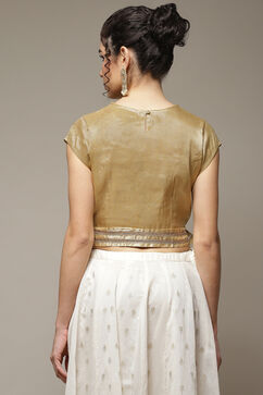 Gold Woven Short Top image number 2