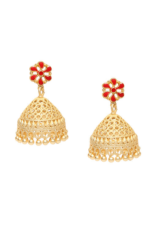 Golden Metal Brass Earrings image number 1