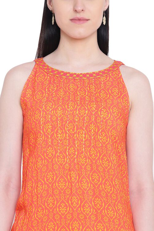 Coral Viscose Straight Kurta image number 1