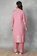 Pink Polyester Yarndyed Straight Suit Set image number 4