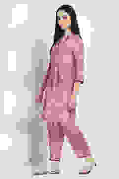 Pink Printed Straight Co-ord Set image number 3