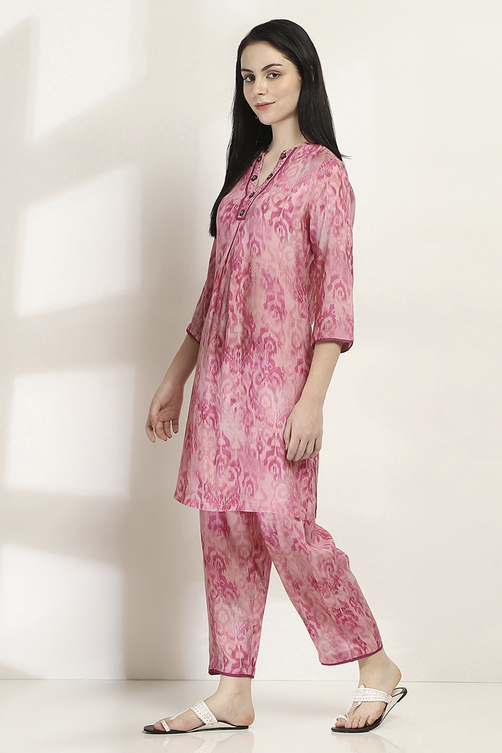 Pink Printed Straight Co-ord Set image number 3