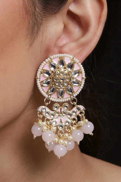 Pink Metal Brass Earring image number 1