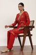 Red Viscose Polyester Viscose Rayon Kurta Pants Set image number 0