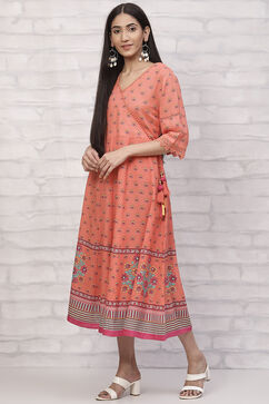 Orange LIVA Kalidar Kurta Dress image number 2