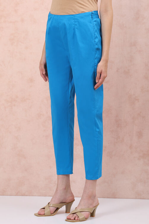 Turquoise Cotton Fusion Pants image number 3