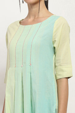Lime Cotton Straight Kurta image number 1