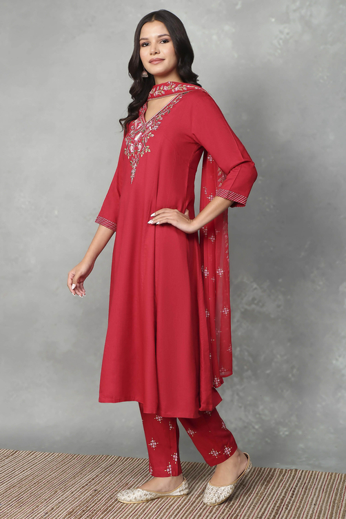 Red Noor Kalidar Suit Set