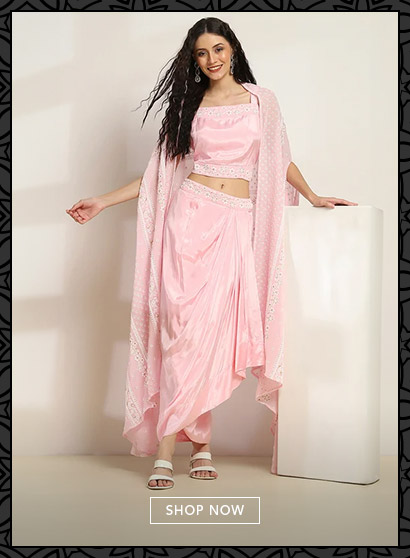 Pink Viscose Skirt Set