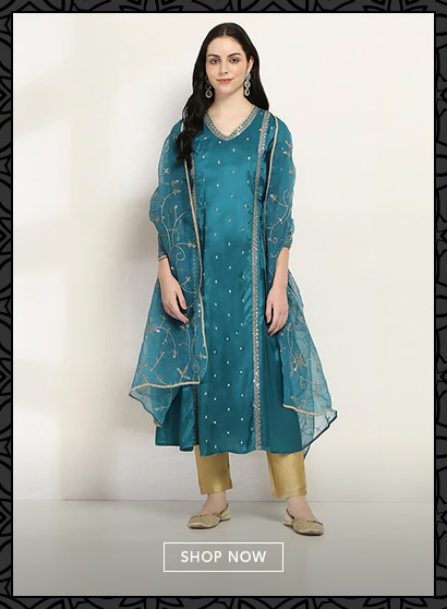 Teal Viscose Gathered Dress