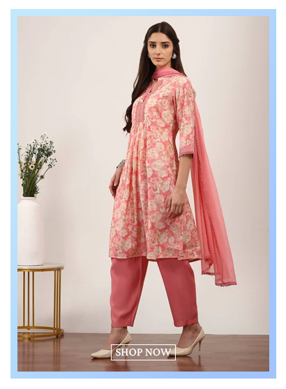 Pink Viscose Polyester Gathered Suit Sets